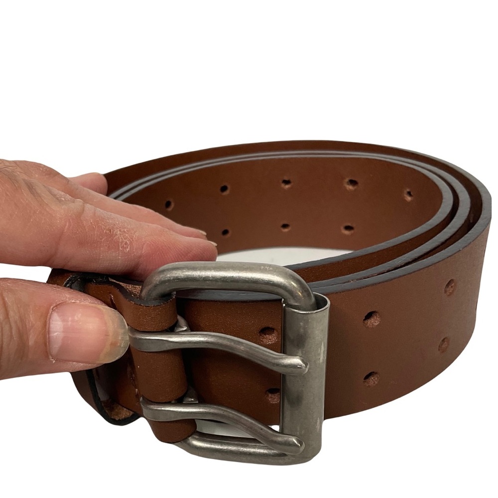 Dickies Brown Leather Belt with Silver Buckle